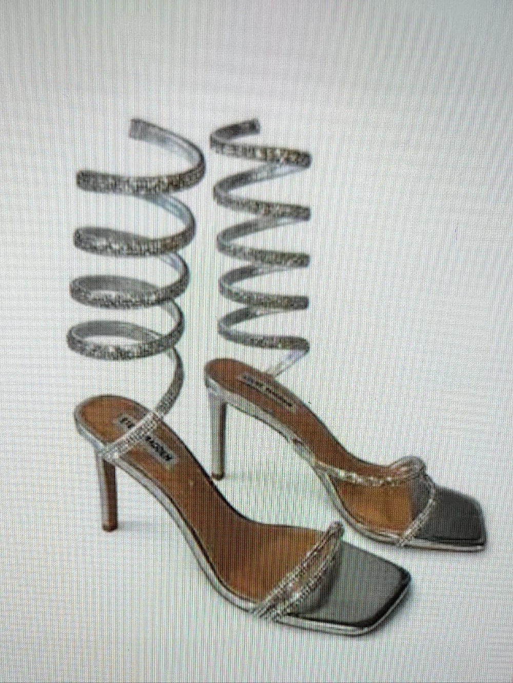 Steve Madden Exotica Silver Spiral-Ankle Rhinestone Stiletto Heels Sz 8 NWF! - Picture 5 of 11